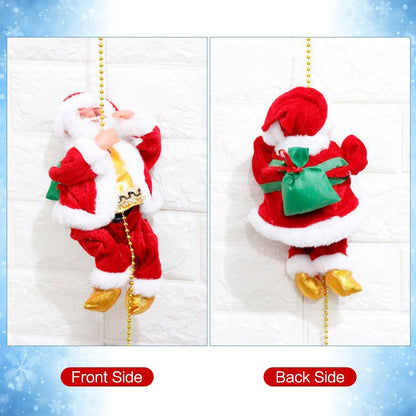 Santa Claus Climbing Beads Battery Powered Santa Doll with Light and Music Christmas Ornament Toy