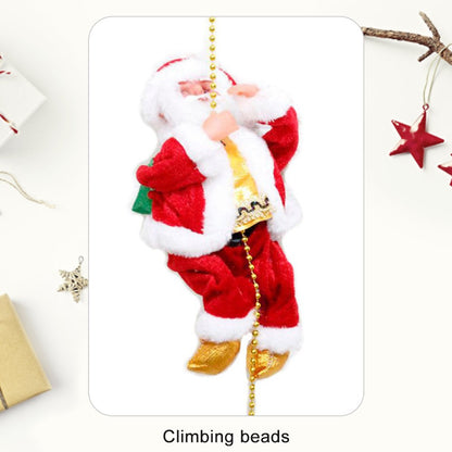 Santa Claus Climbing Beads Battery Powered Santa Doll with Light and Music Christmas Ornament Toy