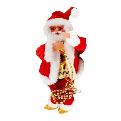 Santa Claus Climbing Beads Battery Powered Santa Doll with Light and Music Christmas Ornament Toy