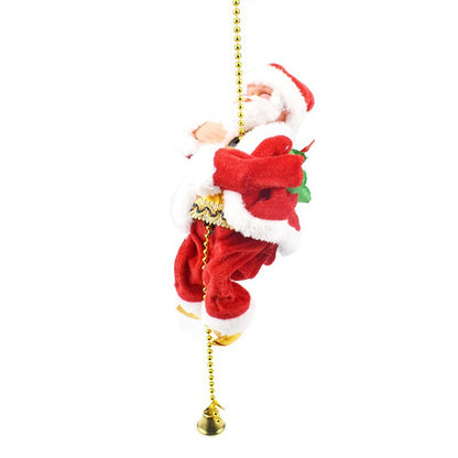 Santa Claus Climbing Beads Battery Powered Santa Doll with Light and Music Christmas Ornament Toy