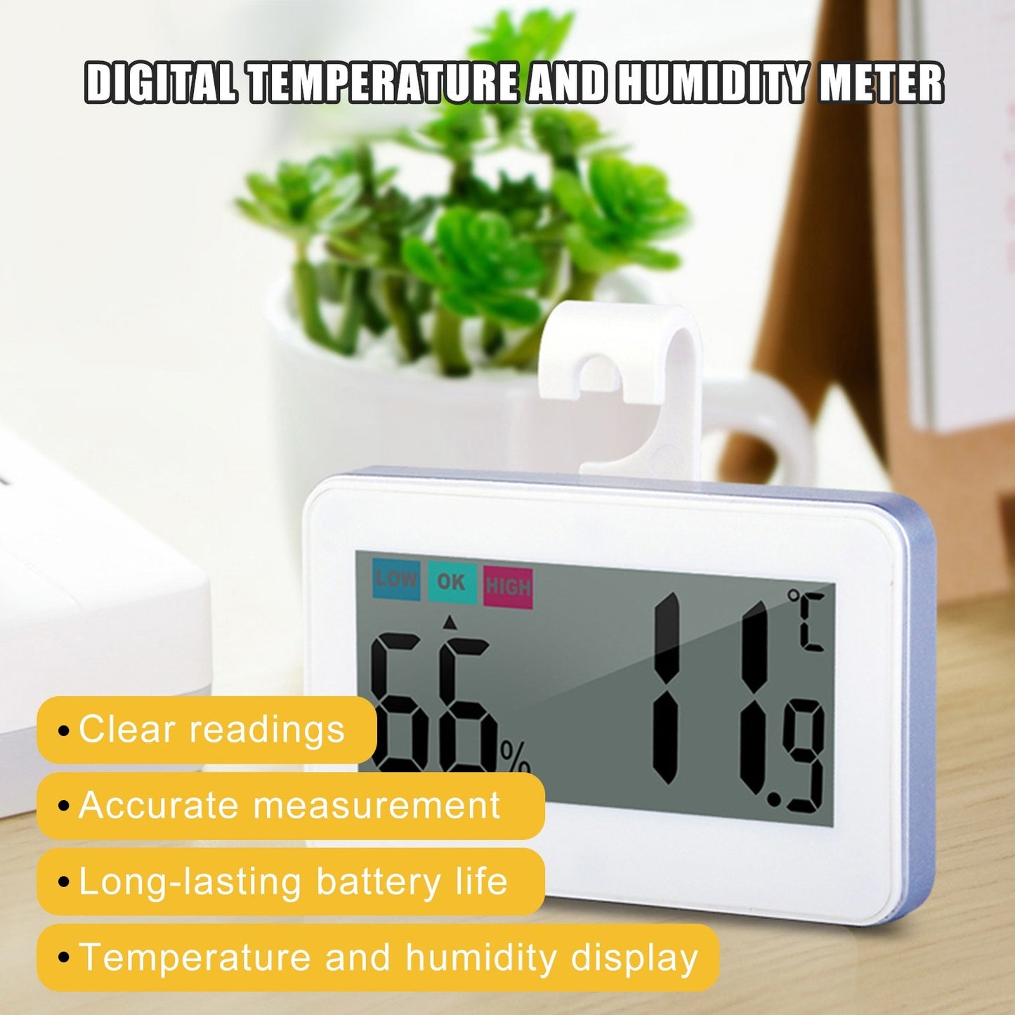 Mini Digital Indoor Thermometer Gauge Accurate Temperature Humidity Monitor with LCD Display