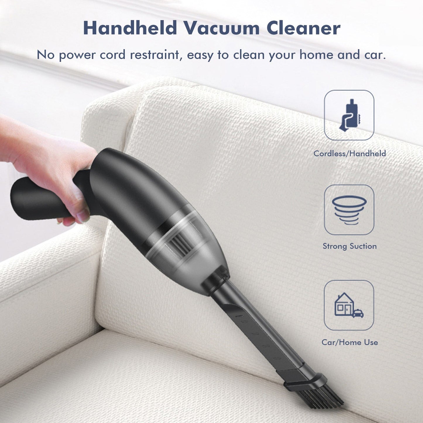 HK-6043 Handheld Vacuum Cleaner Car Interior Vacuum Sweeper Portable Cordless Dust Collector for Car Home