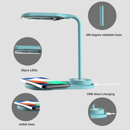 LEDs Desk Lamp with Wirelessly Charge Touching Control 3 Color Temperatures Eye-caring Table Lamp 360-degree Flexible Lighting Angle USB Powered