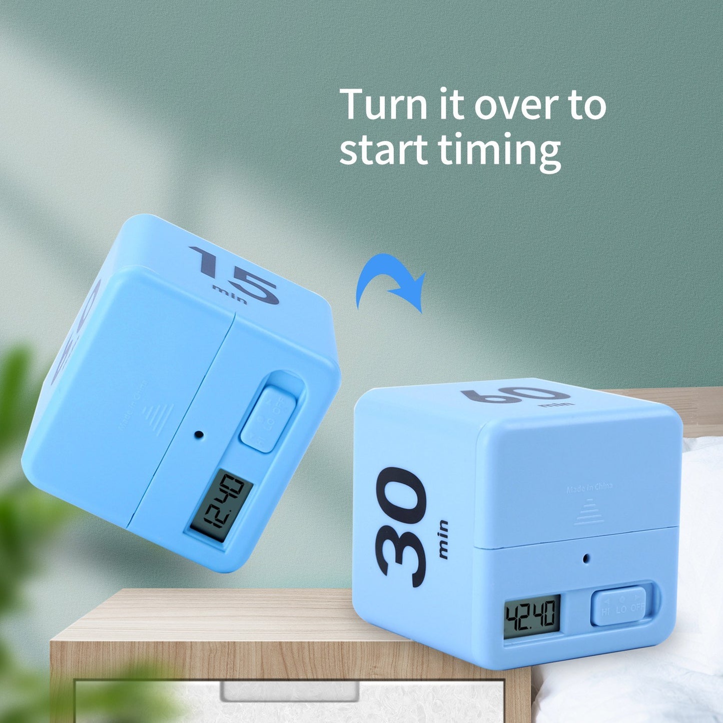 Cube Timer Learning Cooking Workout Timer Alarm Clock, LCD Screen Display Time, 15/20/30/60 Minutes Countdown Reminder