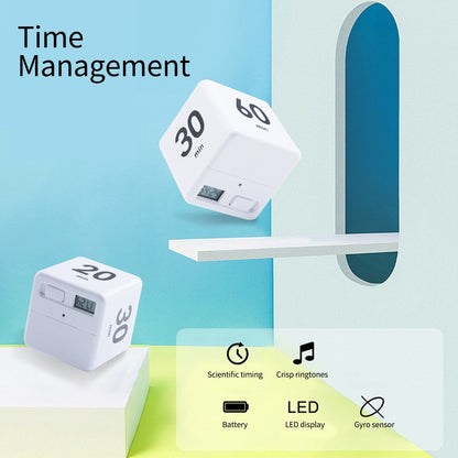 Cube Timer Learning Cooking Workout Timer Alarm Clock, LCD Screen Display Time, 15/20/30/60 Minutes Countdown Reminder