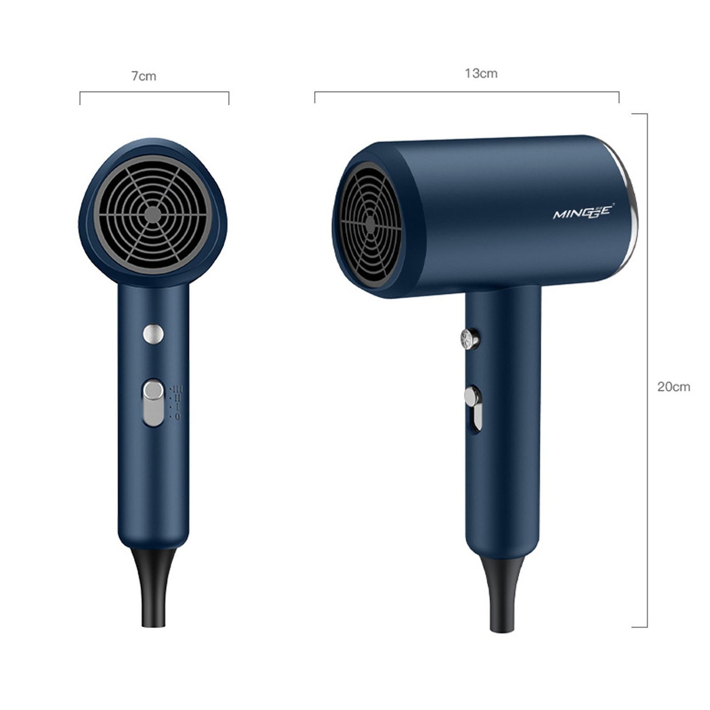 MINGGE Portable Electric Hair Drier 1200W Home Hair Blower Hot Cold Wind 3 Speeds Adjustable with Concentrator Nozzle Hair Styling Tool