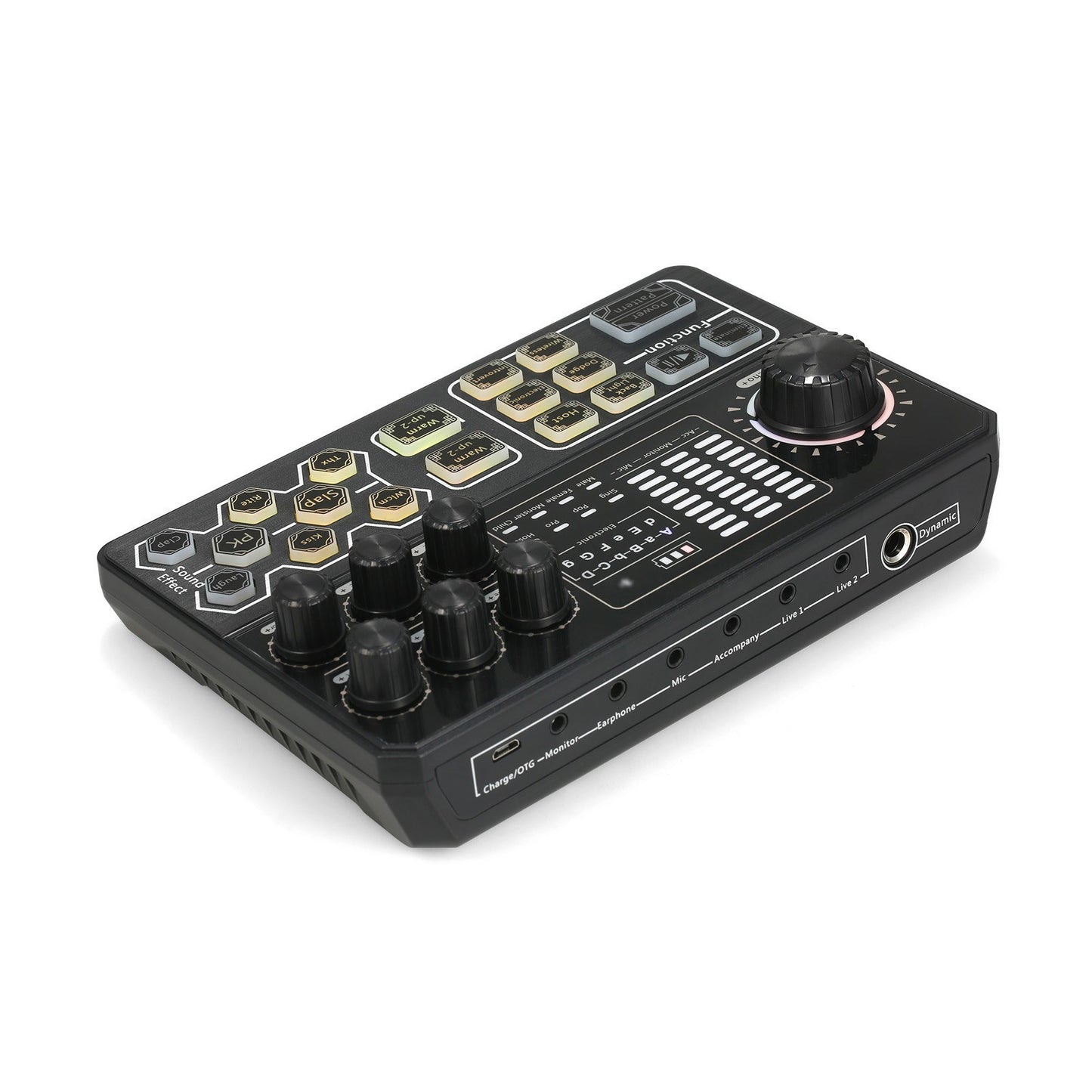 Live Sound Card Portable External Voice Changer Audio Mixer BT Sound Mixer Board with Multiple Sound Effects for Smartphone Computer Live Streaming Broadcast Recording Gaming