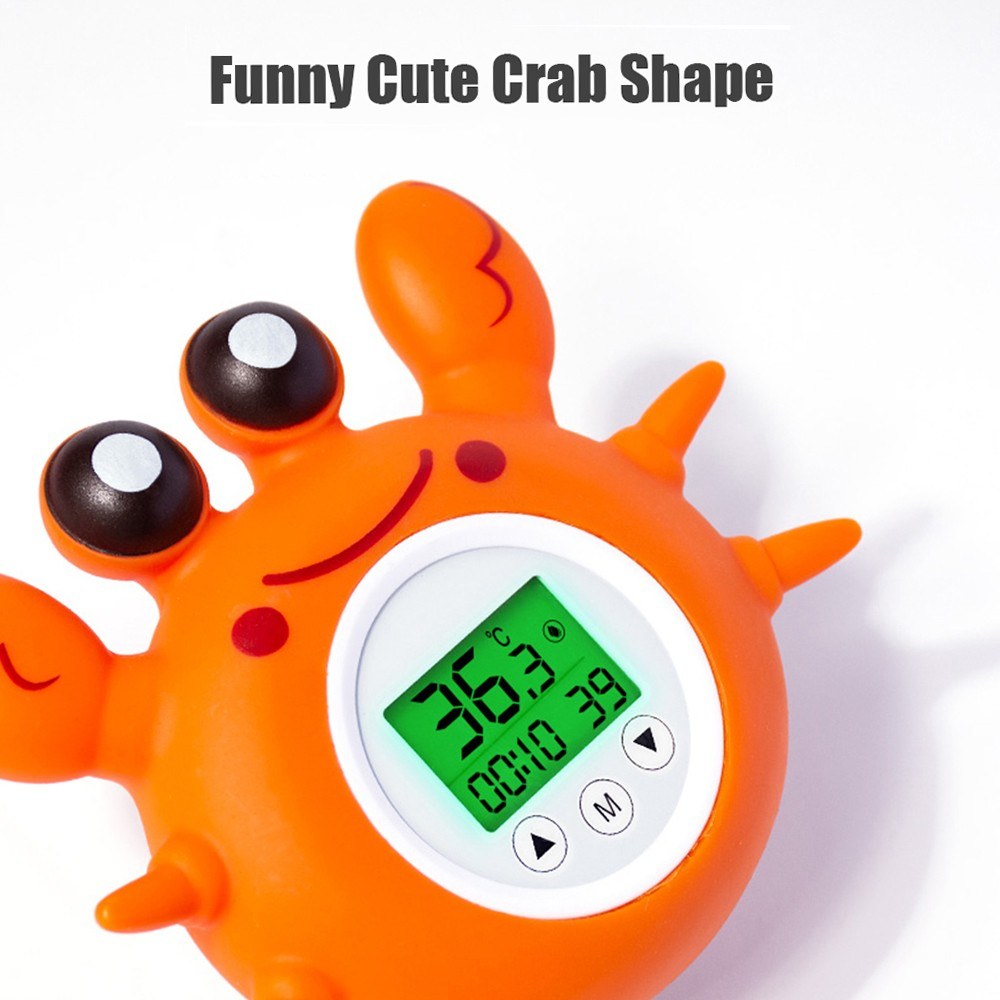 Bath Thermometer with Room Temperature Lovely Crab Shape Floating Bath Toy Bathtub Safety Temperature Thermometer