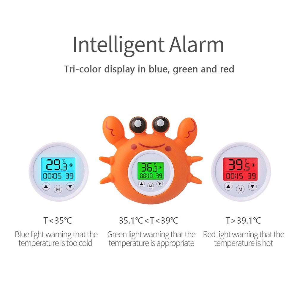 Bath Thermometer with Room Temperature Lovely Crab Shape Floating Bath Toy Bathtub Safety Temperature Thermometer