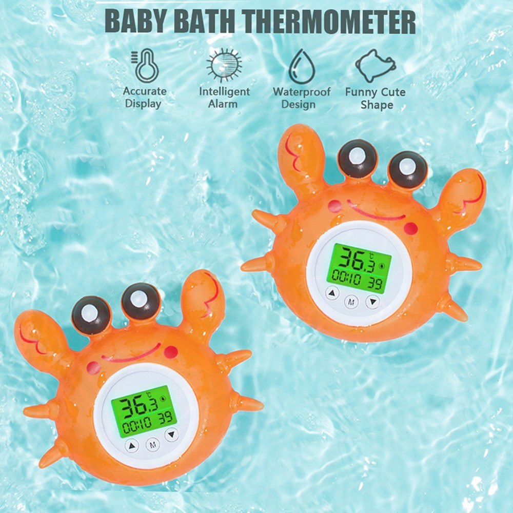 Bath Thermometer with Room Temperature Lovely Crab Shape Floating Bath Toy Bathtub Safety Temperature Thermometer