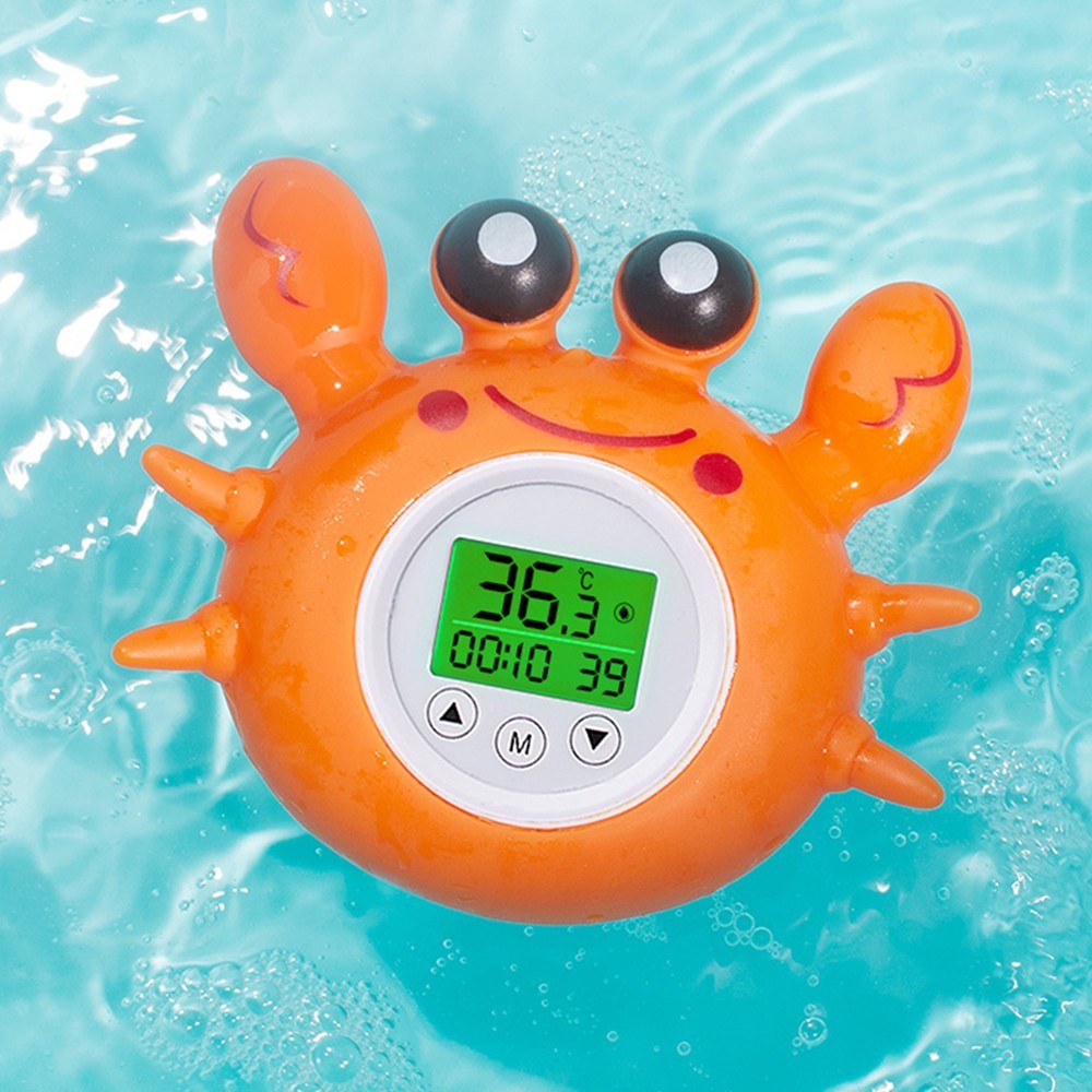 Bath Thermometer with Room Temperature Lovely Crab Shape Floating Bath Toy Bathtub Safety Temperature Thermometer