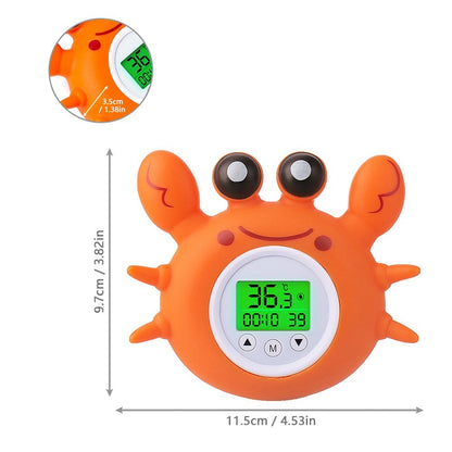 Bath Thermometer with Room Temperature Lovely Crab Shape Floating Bath Toy Bathtub Safety Temperature Thermometer