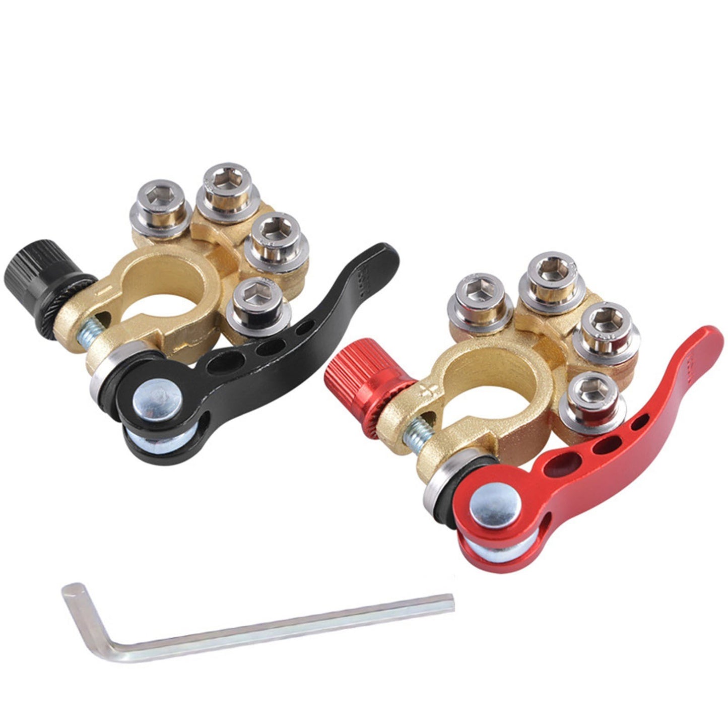 1 Pair Brass Material Automotive Car Top Post Battery Terminals Wire Cable Clamp Terminal Connectors Car Accessories