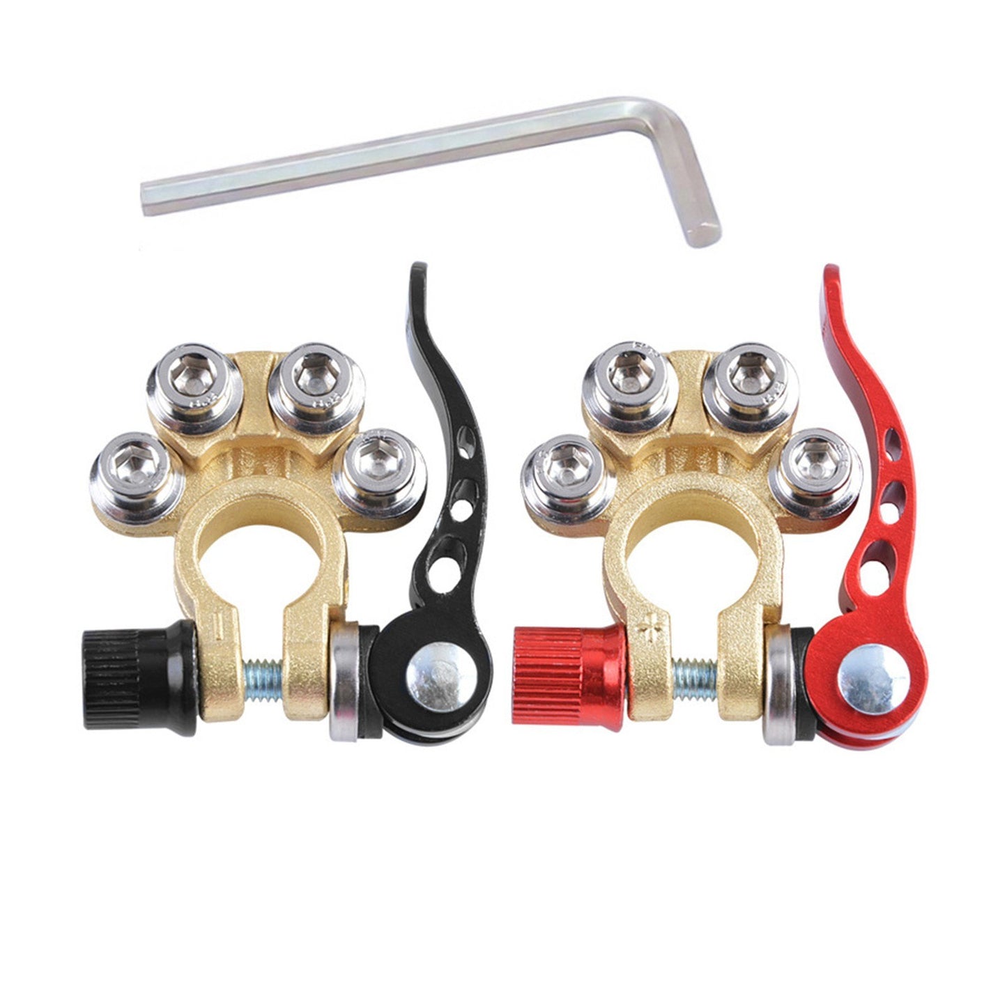 1 Pair Brass Material Automotive Car Top Post Battery Terminals Wire Cable Clamp Terminal Connectors Car Accessories