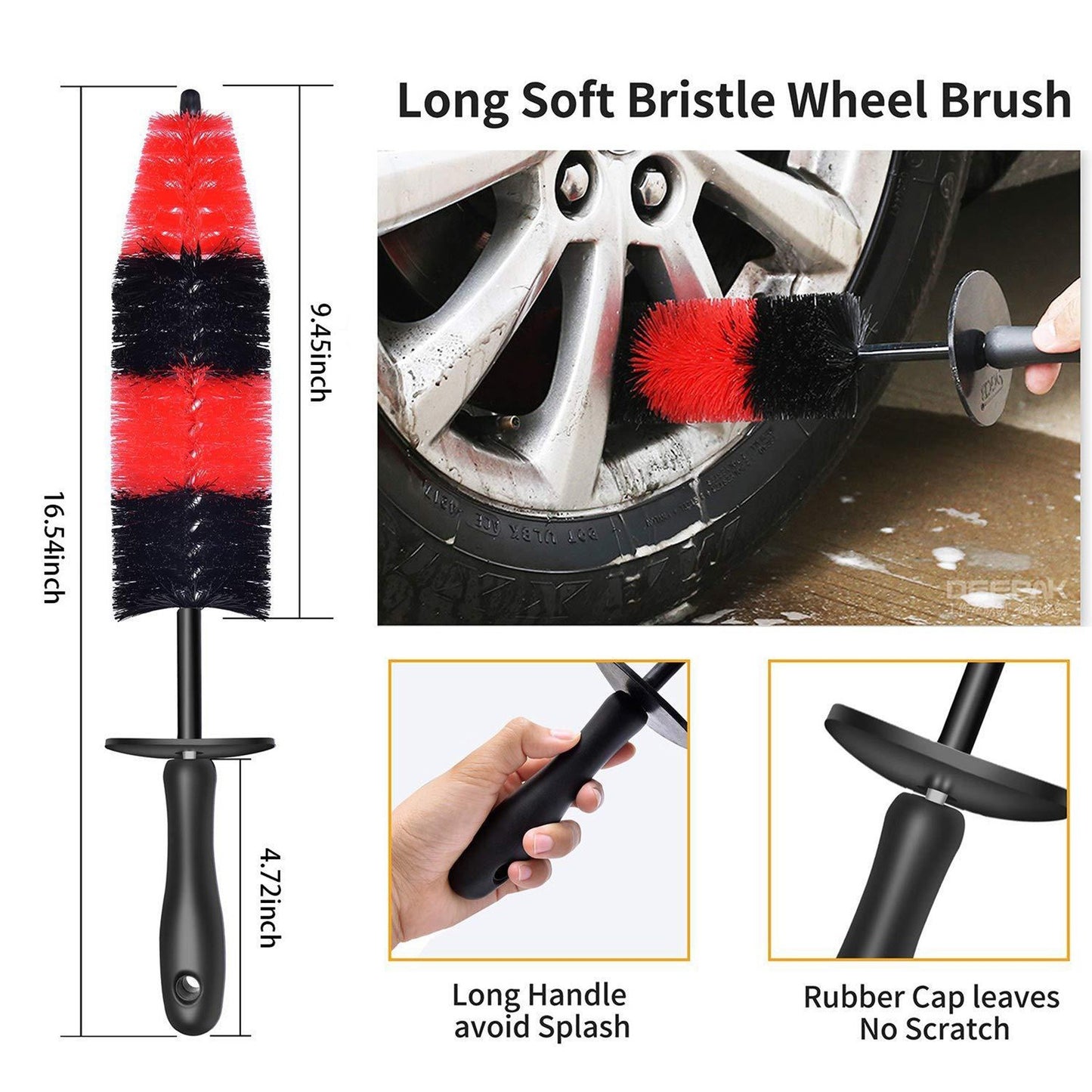 13Pcs Car Wheel Brush Set Car Wheel Cleaning Brush Kit Including 5 Detailing Brushes/3 Steel Wire Brushes/Wheel Rim Brush/Air Vents Brush/Tire Brush/Car Wash Mitt/Towel