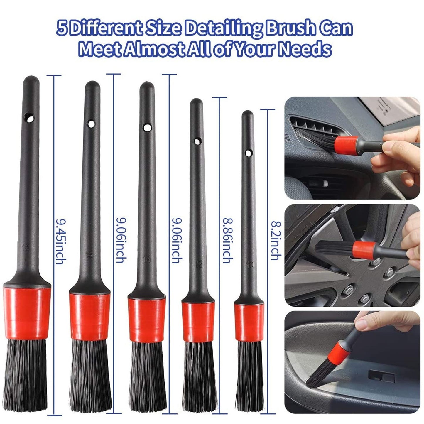 13Pcs Car Wheel Brush Set Car Wheel Cleaning Brush Kit Including 5 Detailing Brushes/3 Steel Wire Brushes/Wheel Rim Brush/Air Vents Brush/Tire Brush/Car Wash Mitt/Towel