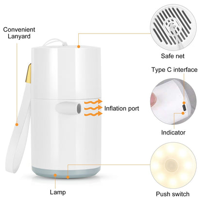 1400mAh Battery Built In Mini Air Pump with Light Wireless Electric Inflation Pump for Air Mattress Swimming Rings Inflatable Beds