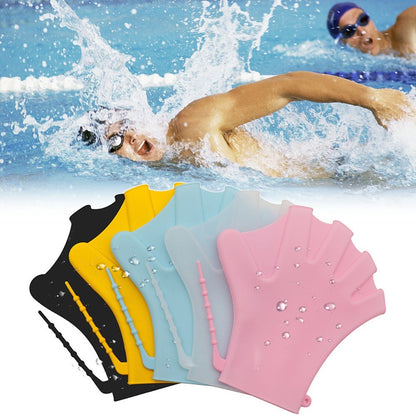 1 Pair Swimming Gloves Webbed Fitness Water Resistant Training Gloves Silicone Swimming Diving Glove Swim Training Mittens