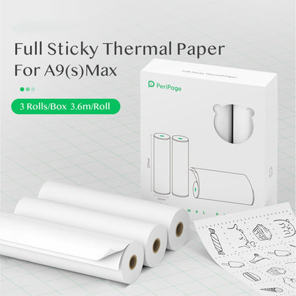 PERIPAGE 3 Rolls Thermal Printing Paper 107X30mm BPA-Free Oil-Proof Printable Paper for PeriPage A9 Max / A9s Max Wireless BT Thermal Mobile Printer