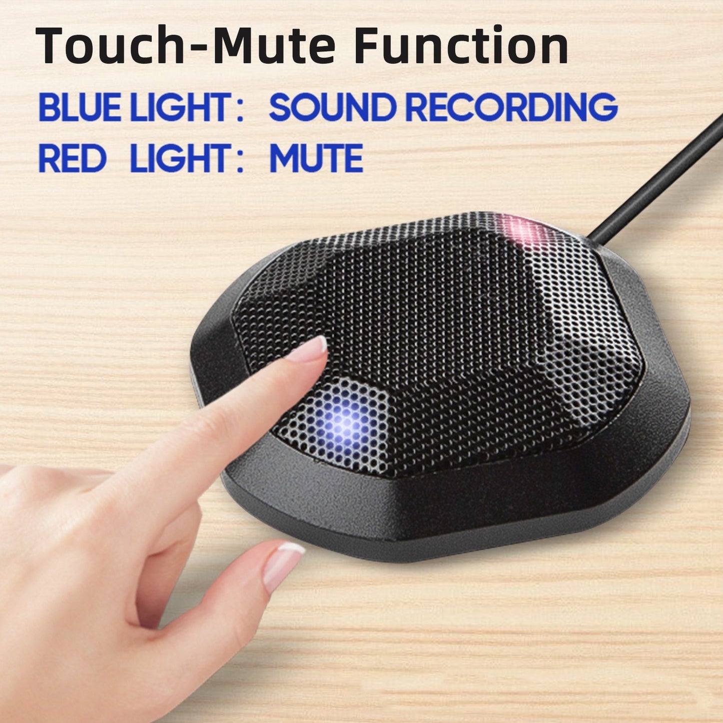 Portable Conference Microphone 360&#176; Omnidirectional Condenser Computer PC Small Microphone with Touch Mute for PC Laptop Video Conference Chatting Gaming Recording Online Class Skype