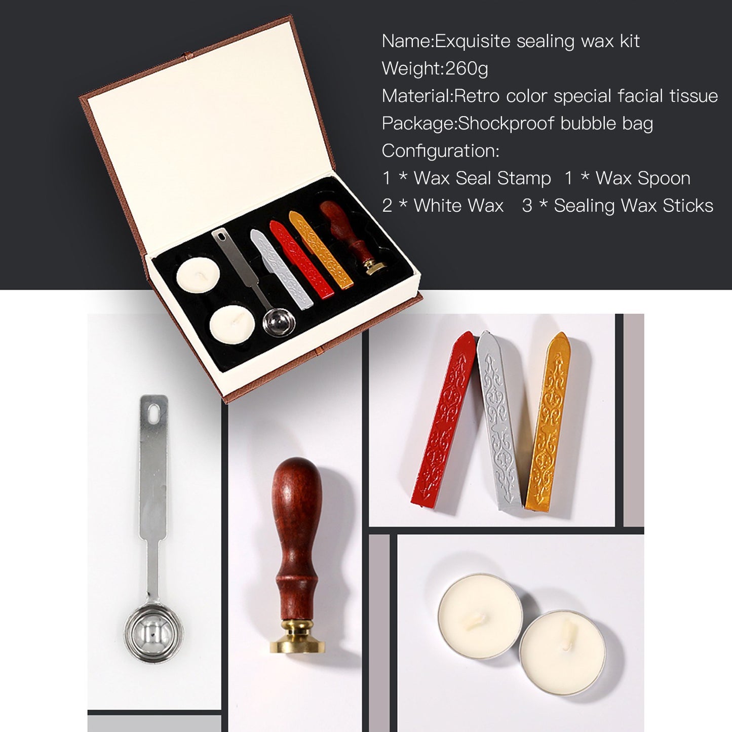 Classic Wax Seal Stamps Kit with Sealing Wax Sticks for Cards Envelopes Invitations Wine Packages Wedding Letters