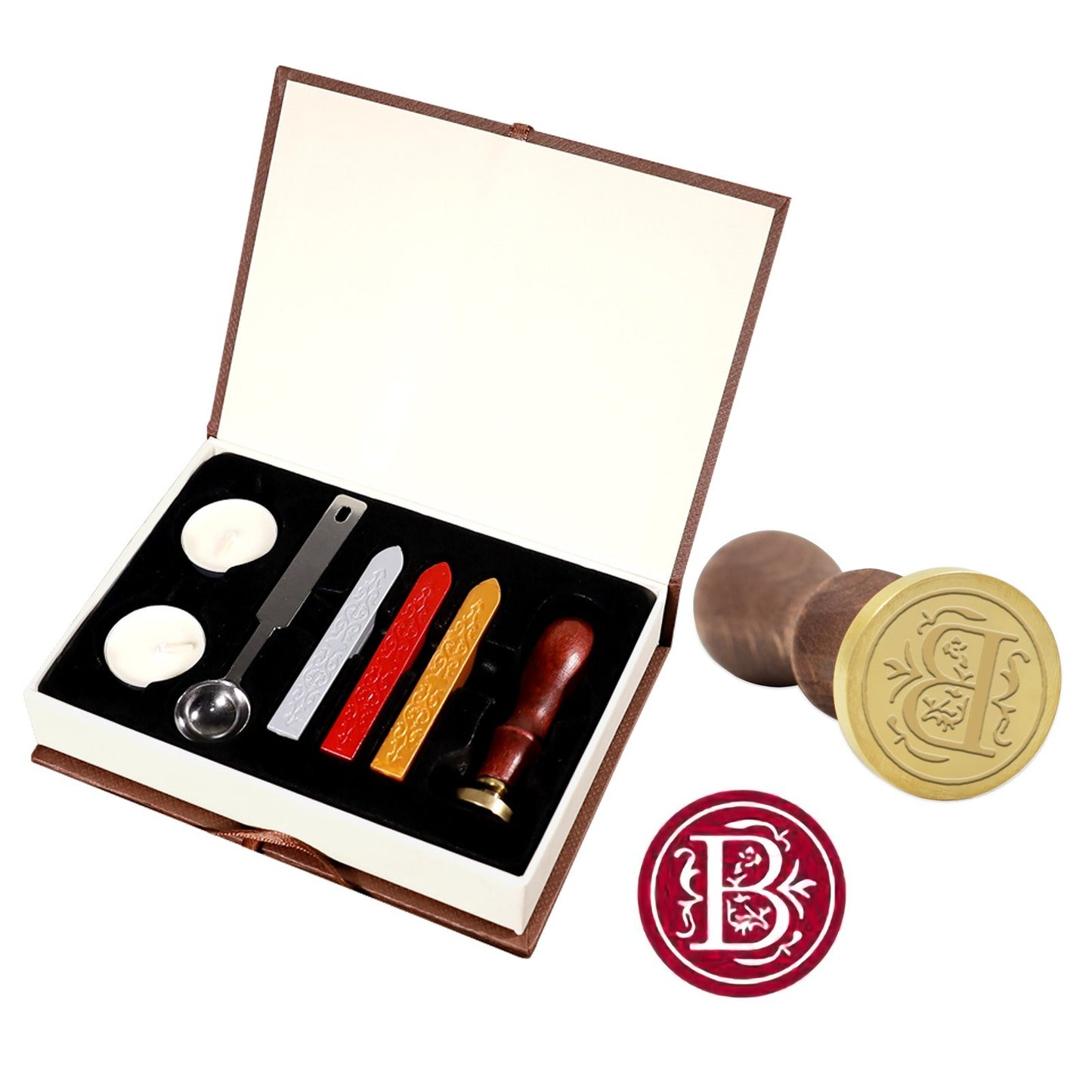 Classic Wax Seal Stamps Kit with Sealing Wax Sticks for Cards Envelopes Invitations Wine Packages Wedding Letters