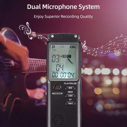 T60 32GB Noise Reduction Digital Voice Activated Voice Recorder MP3 Player 1536Kbps HD Recording Dual Condenser Microphone with WAV MP3 Player Telephone Recording for Meeting Lecture Interview Class - Black