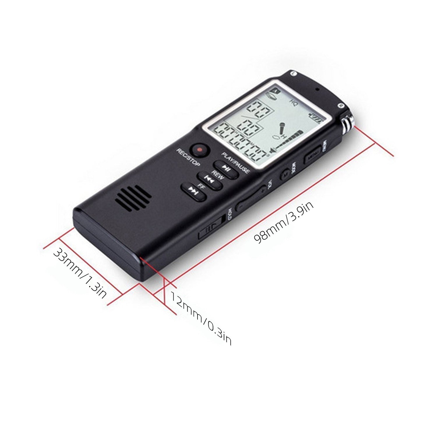 T60 32GB Noise Reduction Digital Voice Activated Voice Recorder MP3 Player 1536Kbps HD Recording Dual Condenser Microphone with WAV MP3 Player Telephone Recording for Meeting Lecture Interview Class - Black