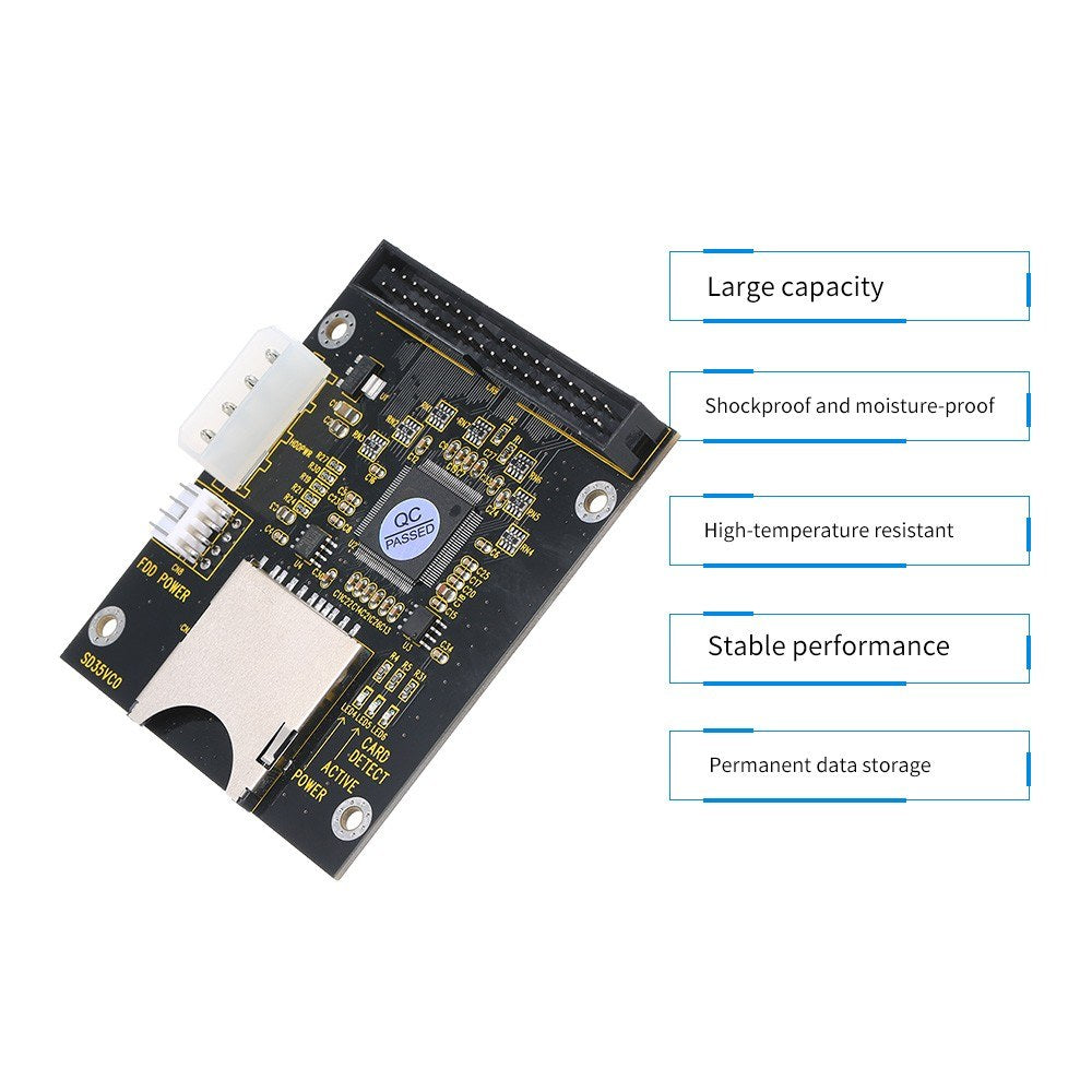 5V SD Memory Card to IDE 3.5in 40 Pin Disk Driver Converter Board Riser Card SD to ATA IDE Adapter Support Up to 128GB SDXD Card