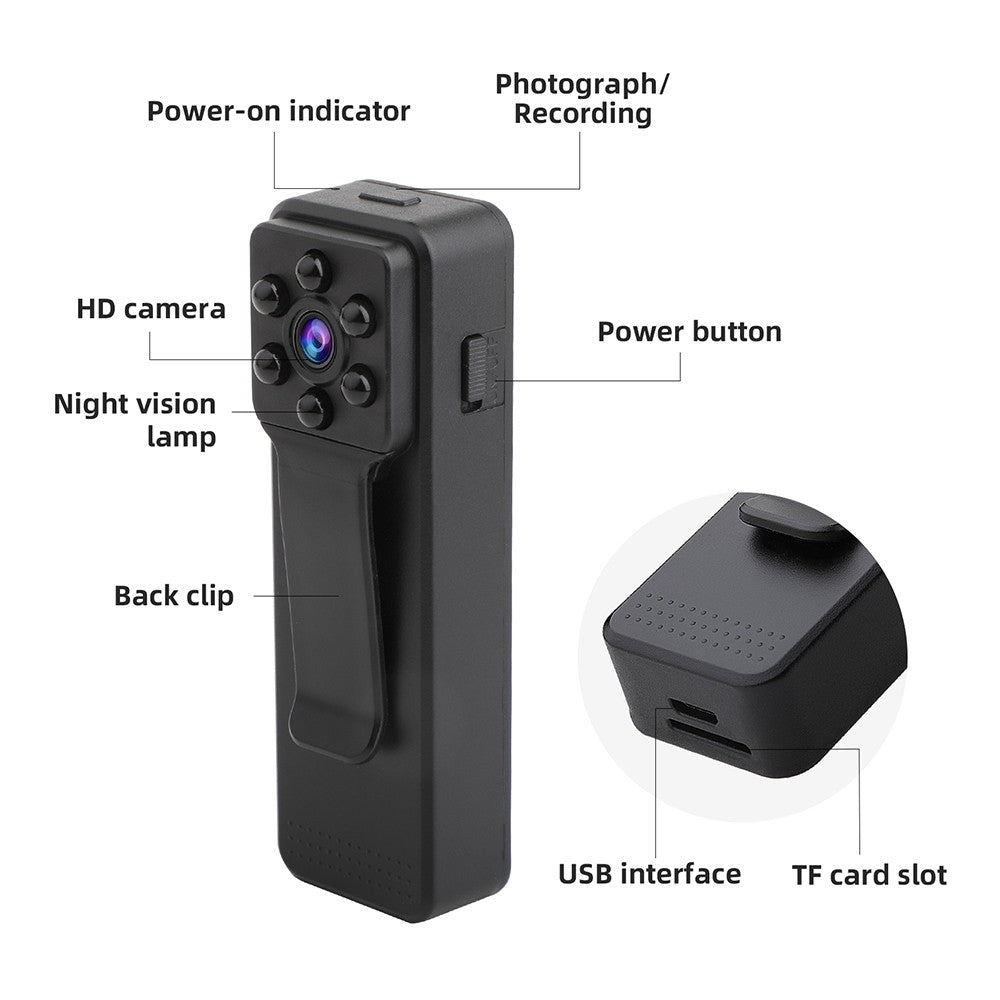 Video Camera Camcorder 1080P Night Vision Clip-on Camera Recorder for Interview Studio Video Recording