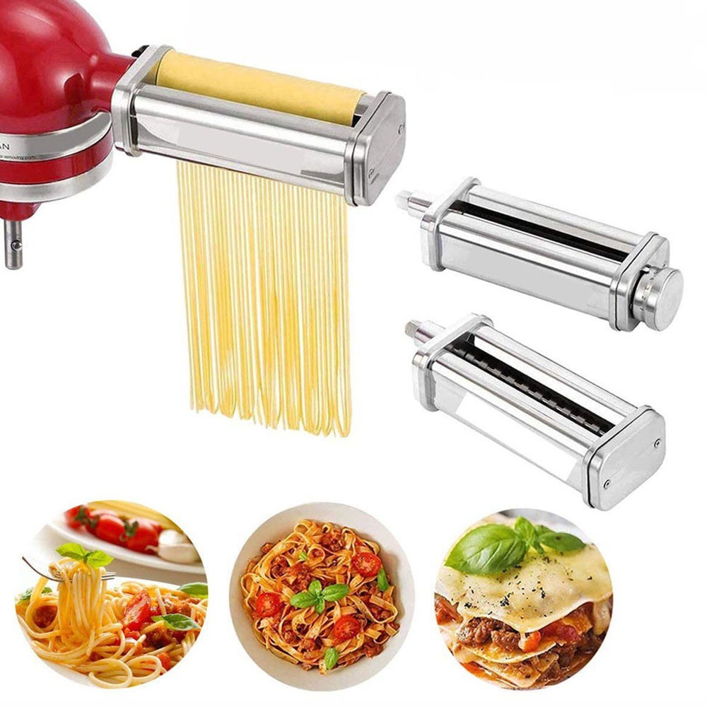 Pasta Roller Cutter Parts Maker Attachment Noodles Press Machine Compatible with KitchenAid Stand Mixers for Pasta Sheet Spaghetti Fettuccini, without FDA Certificate