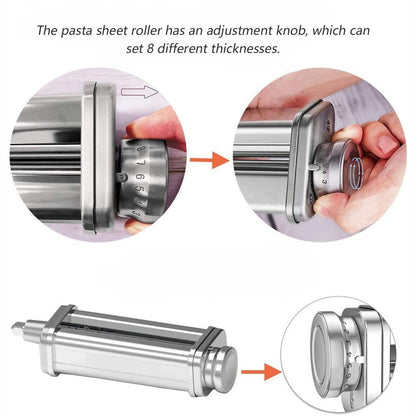 Pasta Roller Cutter Parts Maker Attachment Noodles Press Machine Compatible with KitchenAid Stand Mixers for Pasta Sheet Spaghetti Fettuccini, without FDA Certificate