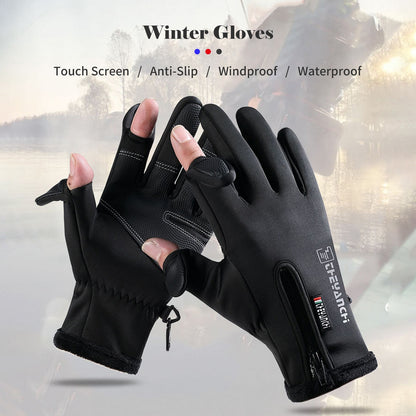 Touch Screen Winter Warm Gloves Windproof Waterproof Zipper Mittens Gloves for Running Driving Cycling Working