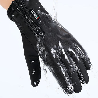 Touch Screen Winter Warm Gloves Windproof Waterproof Zipper Mittens Gloves for Running Driving Cycling Working