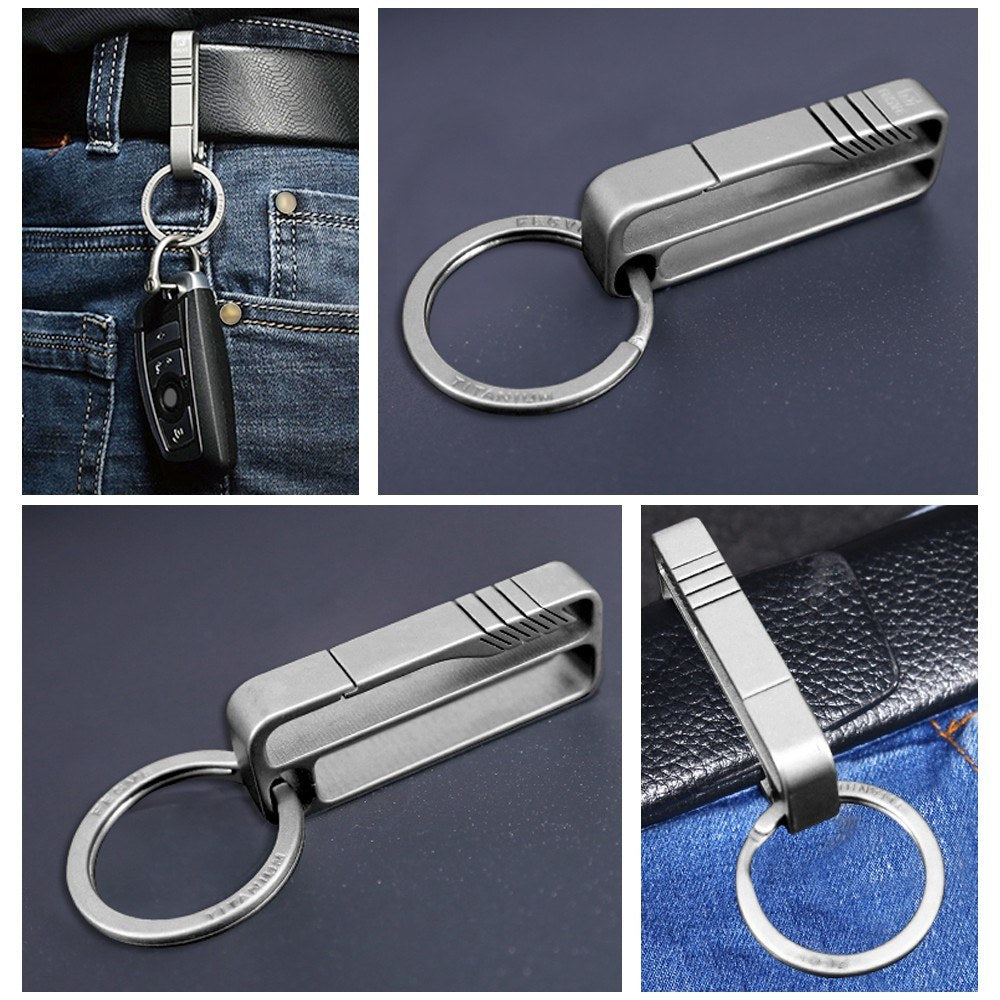 Portable Lightweight Titanium Alloy Key Chain Hook Men Waist Belt Key Ring Holder