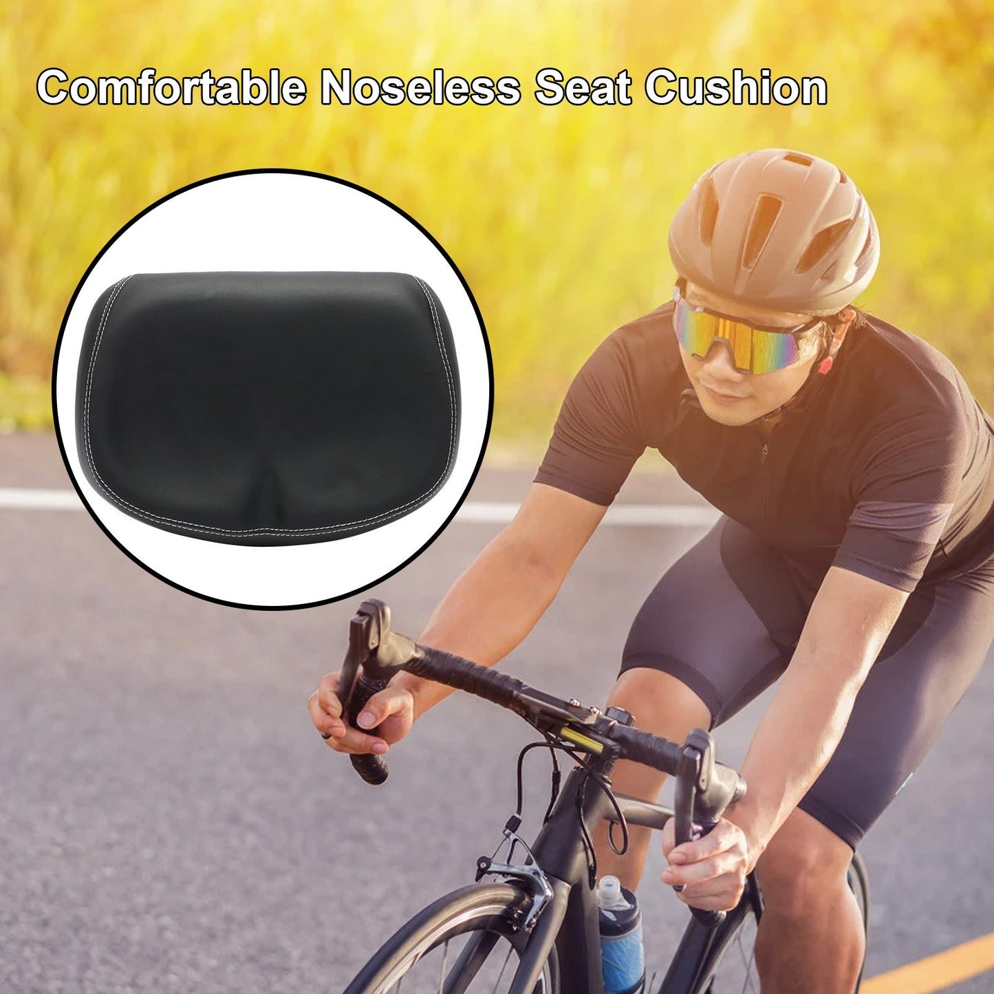 Bicycle Saddle Bike Noseless Saddle Seat Cushion Universal PU Pad Waterproof Shock Resistant Bike Seat