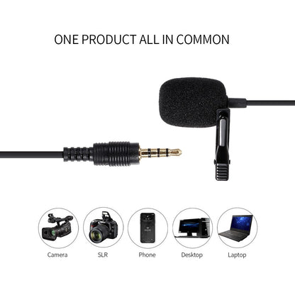 3.5mm AUX Lavalier Microphone Omni-directional Condenser Mic for YouTube Interview Conference Vlog Recording