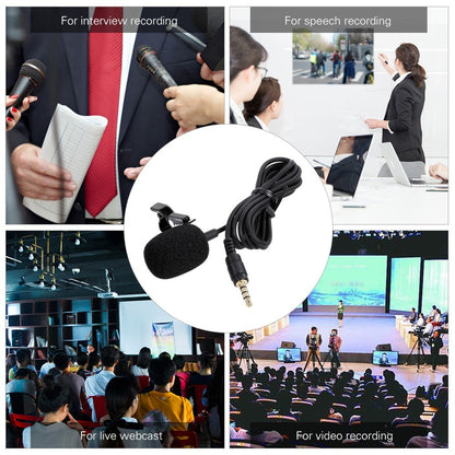 3.5mm AUX Lavalier Microphone Omni-directional Condenser Mic for YouTube Interview Conference Vlog Recording