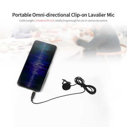 3.5mm AUX Lavalier Microphone Omni-directional Condenser Mic for YouTube Interview Conference Vlog Recording