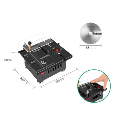 Table Saw Cutting Set 100W Mini Table Saw with 16mm Cutting Depth and Blade Flexible Shaft