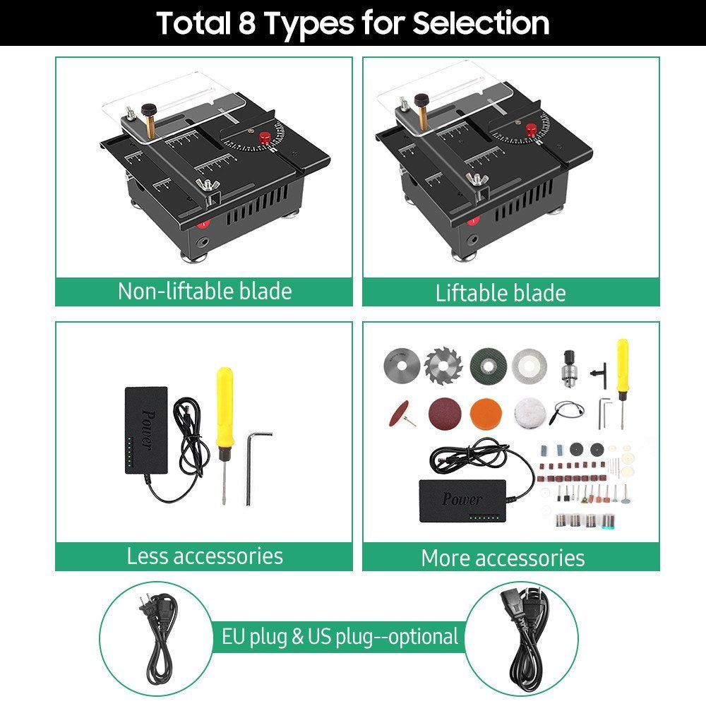 Table Saw Cutting Set 100W Mini Table Saw with 16mm Cutting Depth and Blade Flexible Shaft