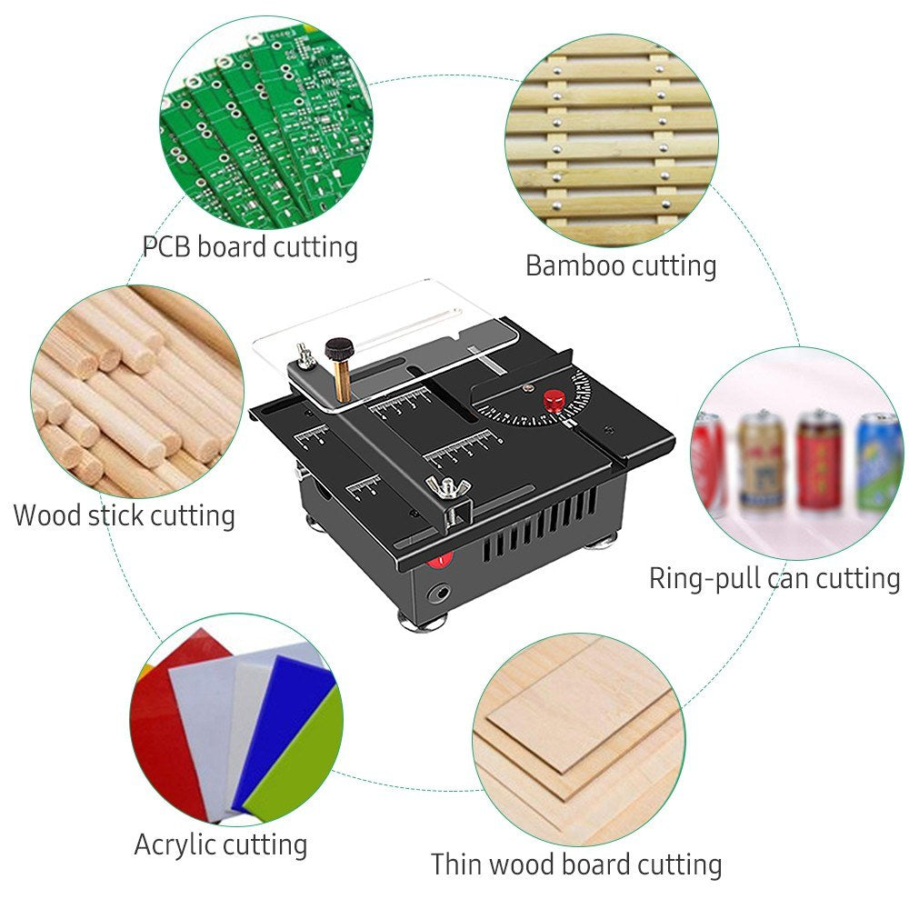 Table Saw Cutting Set 100W Mini Table Saw with 16mm Cutting Depth and Blade Flexible Shaft