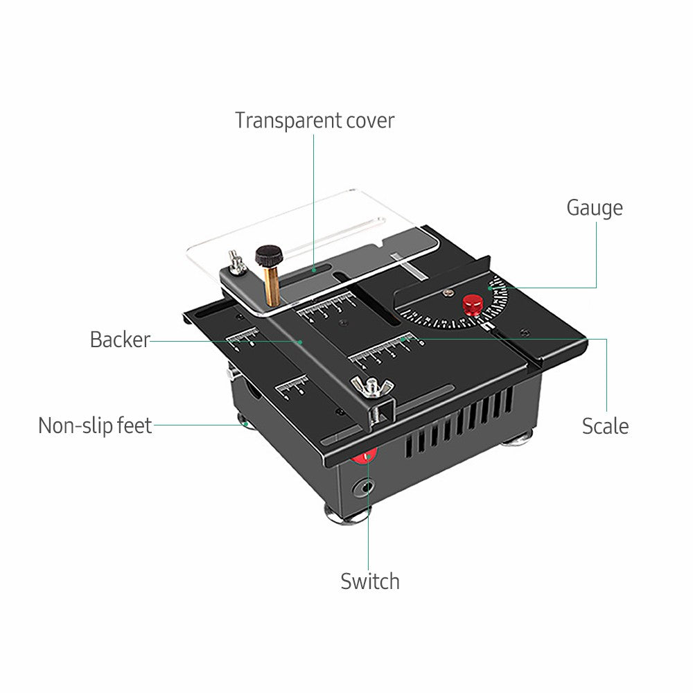 Table Saw Cutting Set 100W Mini Table Saw with 16mm Cutting Depth and Blade Flexible Shaft