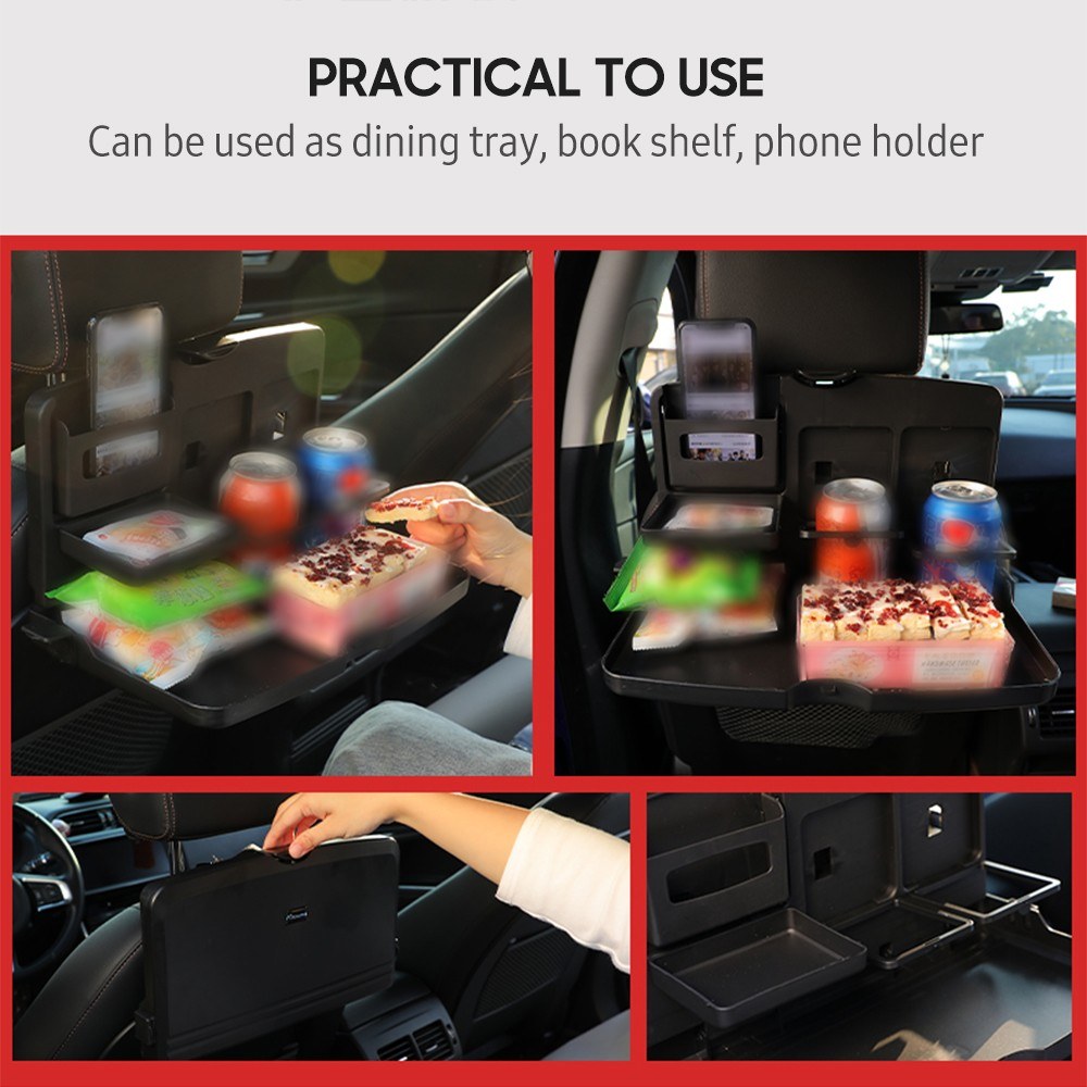 Car Backseat Organizer Car Storage Organizer with Foldable Table Tray Water Cup Phone Holder