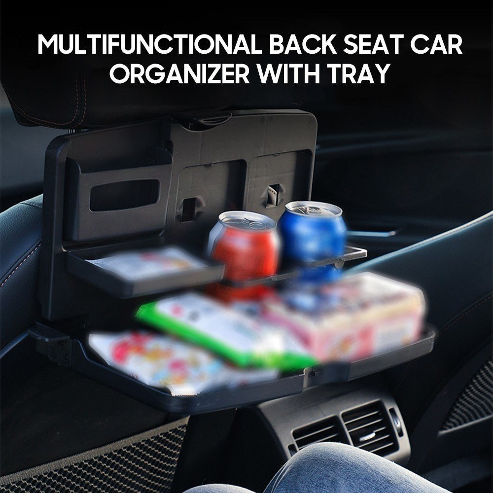 Car Backseat Organizer Car Storage Organizer with Foldable Table Tray Water Cup Phone Holder