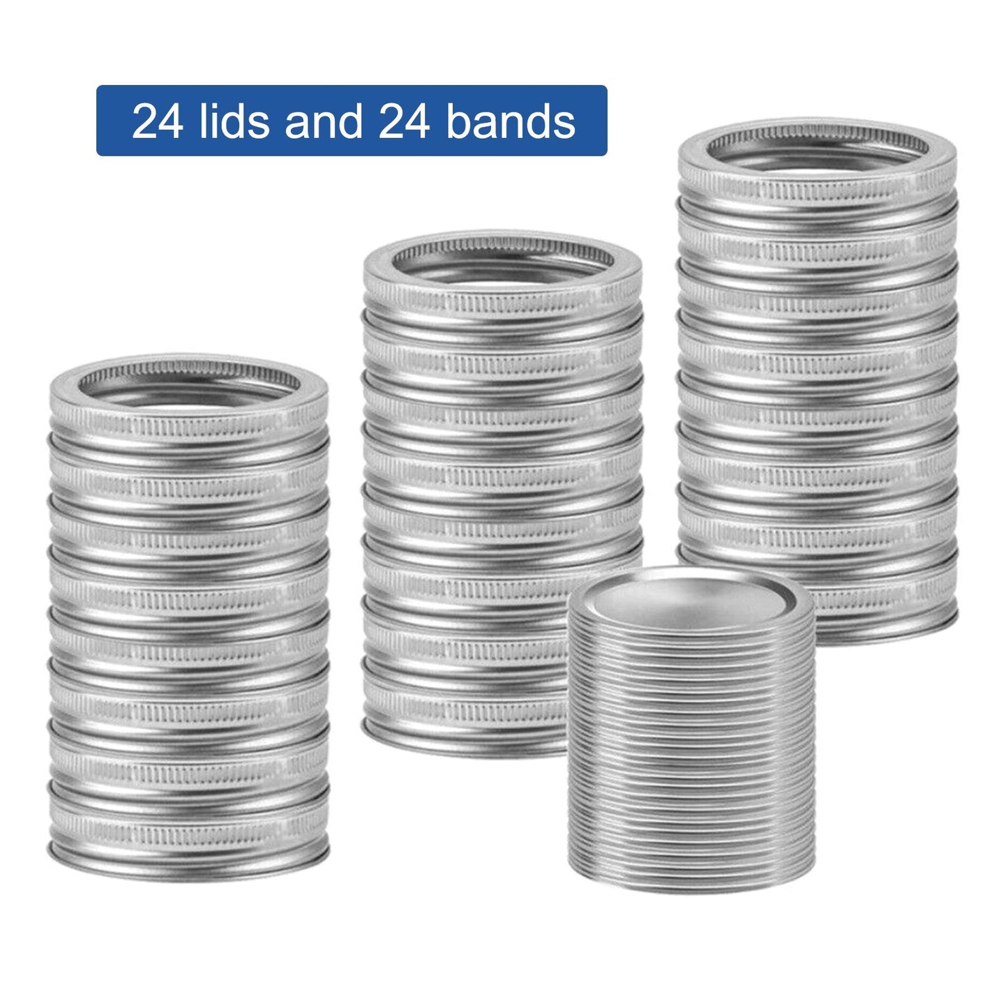 48PCS Canning Lids and Bands for Regular Mouth 70mm Jar Rings Split Type Leak Proof Metal Mason Jar Lids