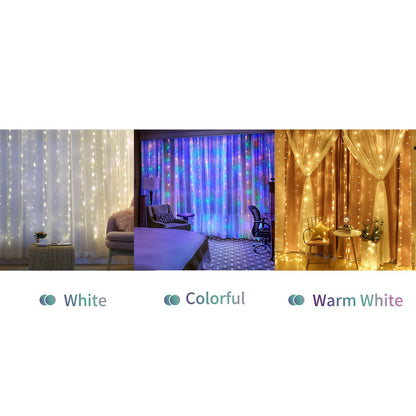 10 X 10FT 300 LEDs Curtain String Lights 8 Modes Adjustable Fairy Lights Christmas Decorative Hanging Lights Copper Wire Waterfall Lights with Remote Control