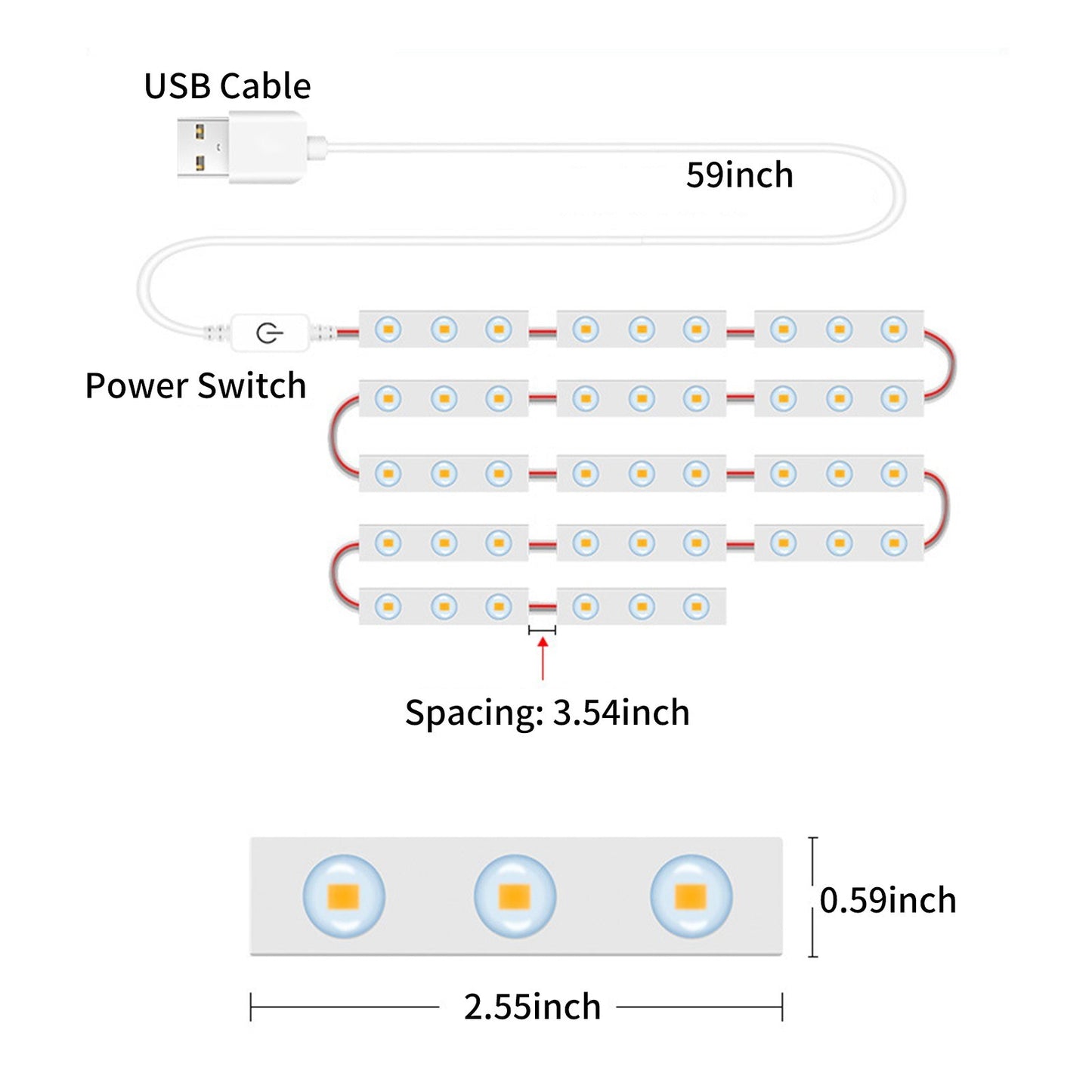 LED Makeup Mirror Lights DIY, LED Vanity Makeup Lamp for Dressing Table Mirror Bath Mirror Lamps with USB Power Cable