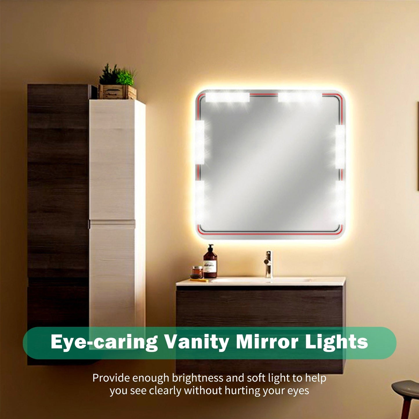 LED Makeup Mirror Lights DIY, LED Vanity Makeup Lamp for Dressing Table Mirror Bath Mirror Lamps with USB Power Cable