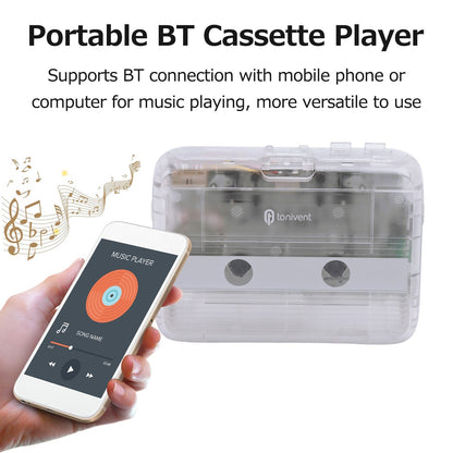 TONIVENT BT Cassette Player FM Stereo Radio Portable Tape Player with Auto Reverse and 3.5mm AUX Input